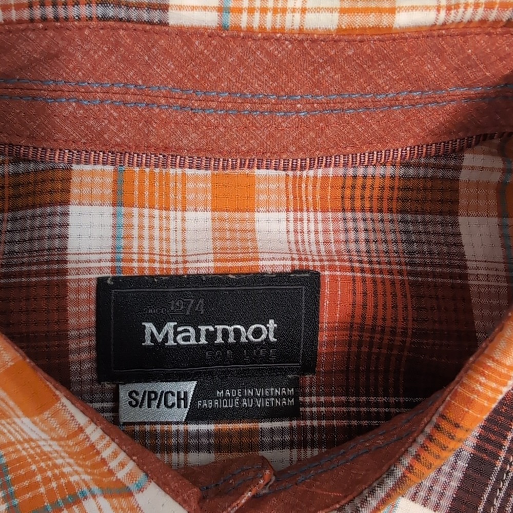 Marmot Multicolor Check Short-Sleeve Woven Shirt‎ Lightweight Men's Sm Nylon - Picture 2 of 10